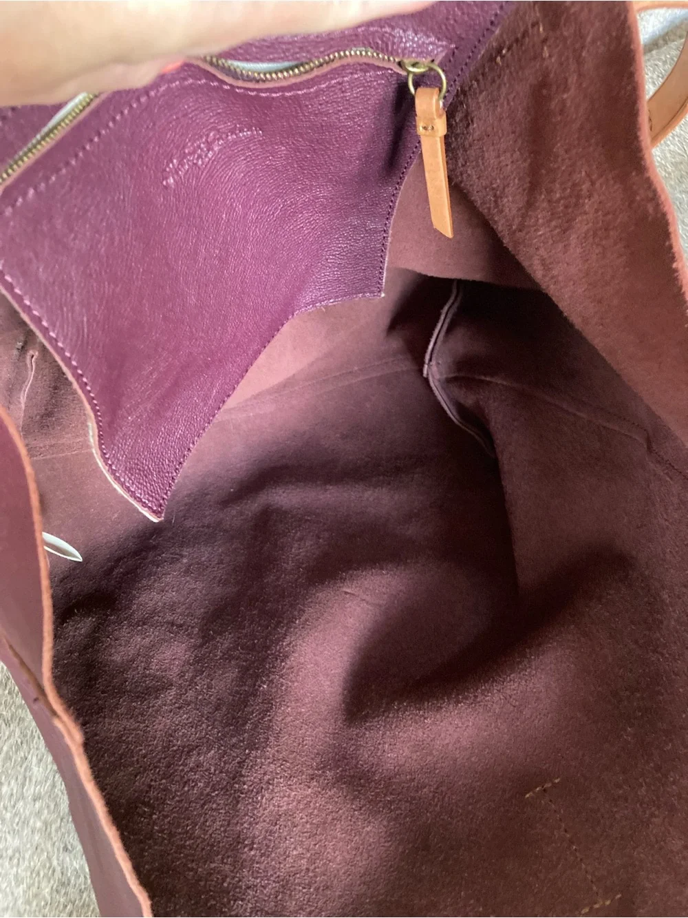 Mark & Graham Brooklyn Leather Oversized Tote Plum Long Weekend